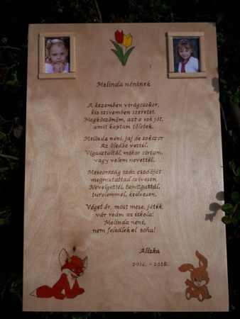 Táblácska - gravírozással és festéssel díszített (egyedi)